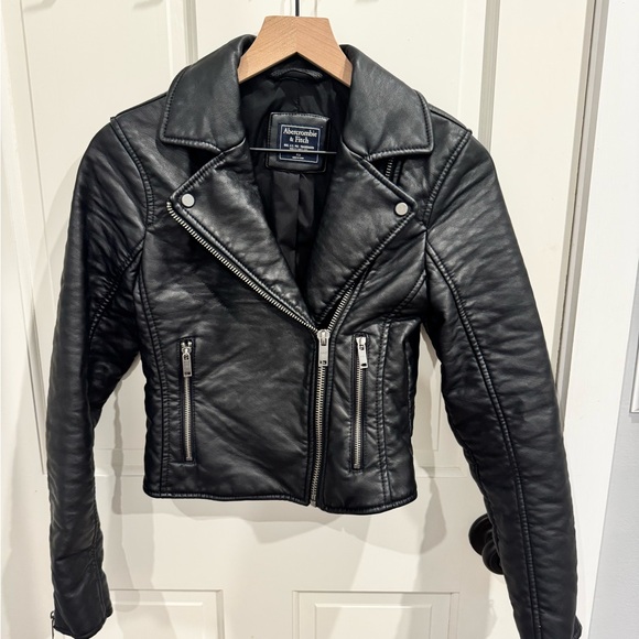 Abercrombie & Fitch Women's Black Leather Biker Jacket - Picture 1 of 3